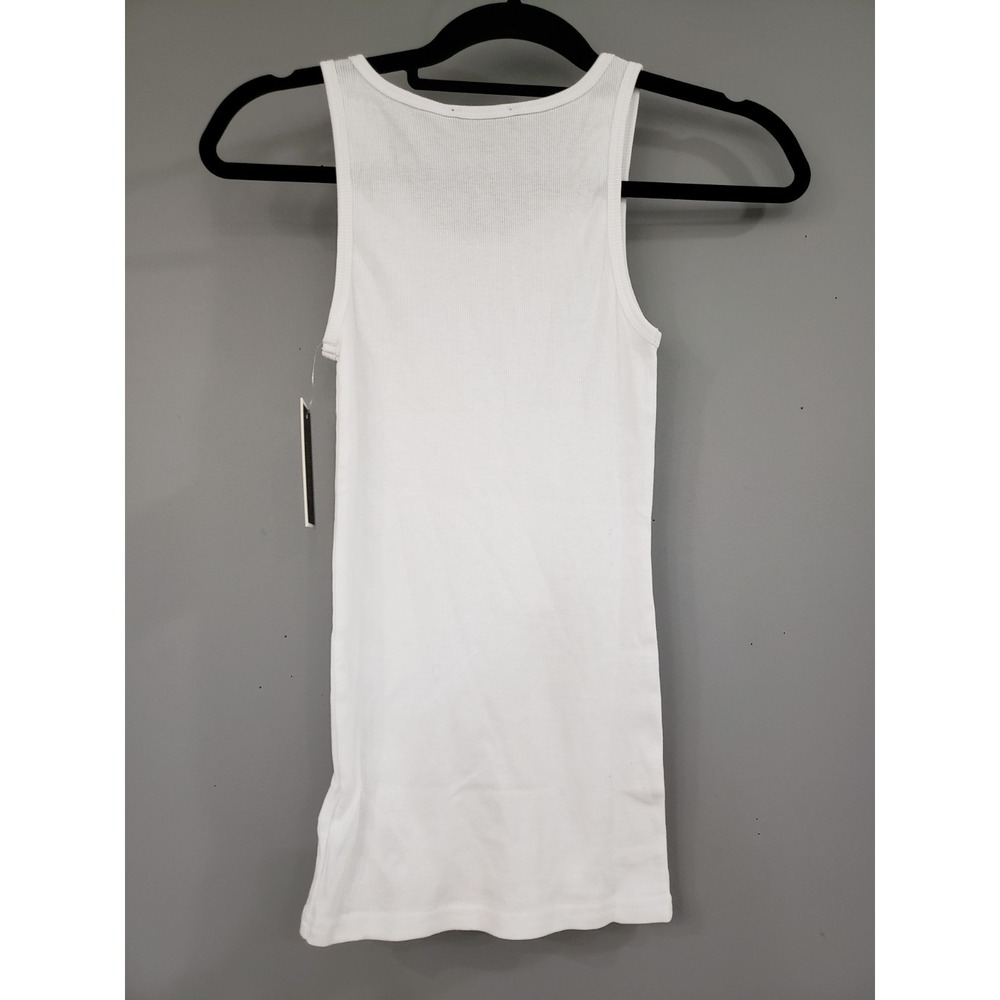 NEW SMALL Juicy Couture Tank Top Gothic Crystal Logo Ribbed White Beater - Picture 6 of 7